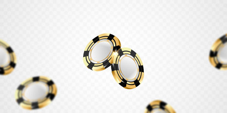 Casino chips on 3d black background. Flying chips for online casino and mobile gambling applications, winner poker, wealth concept.のイラスト素材