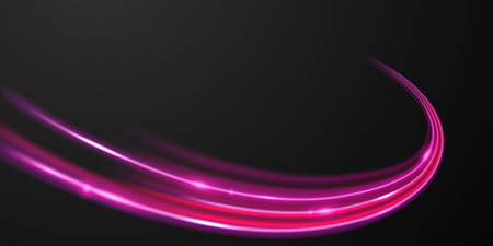 Elegant abstract light line effect design vector illustration on black background.のイラスト素材
