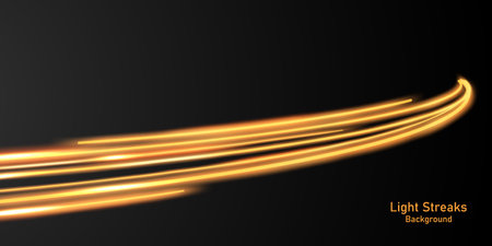 Elegant abstract light line effect design vector illustration on black background.のイラスト素材