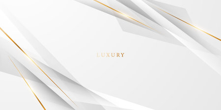 white abstract background with luxury golden lines vector illustrationのイラスト素材