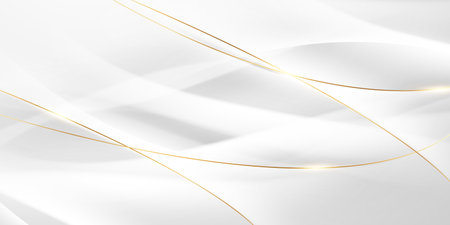white abstract background with luxury golden lines vector illustrationのイラスト素材