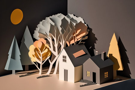 3d render of a house in the forest. 3d illustrationの素材