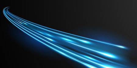 Beautiful abstract blue light line effect design vector illustration on black background vector illustrationのイラスト素材