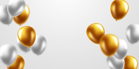 Template background design, 3d golden balloon banner vector illustrationのイラスト素材