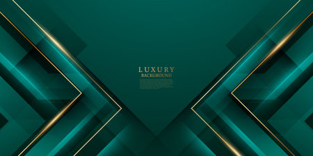 green abstract background design with elegant golden elements vector illustrationのイラスト素材