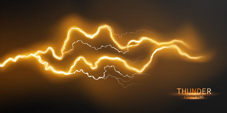 lightning light effect background realistic flash with lightning electric explosion vector illustrationのイラスト素材