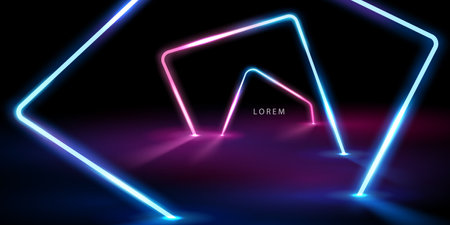 beautiful neon light effect design vector illustration on black backgroundのイラスト素材