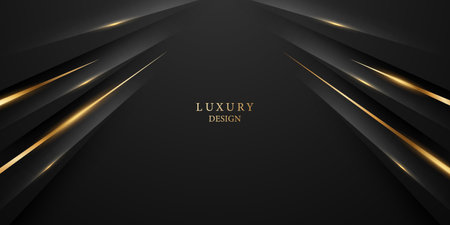 Abstract modern design black background with luxury golden elements vector illustration.のイラスト素材