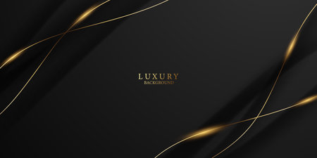 Abstract modern design black background with luxury golden elements vector illustration.のイラスト素材