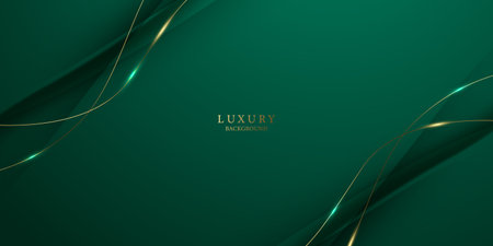 green abstract background design with elegant golden elements vector illustrationのイラスト素材