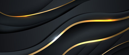Abstract modern design black background with luxury golden elements vector illustration.のイラスト素材