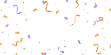 Falling orange and purple confetti background for festive party decorations. vector illustrationのイラスト素材