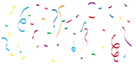 Colorful confetti and zigzag ribbon falling from above Streamers, tinsel vectorのイラスト素材