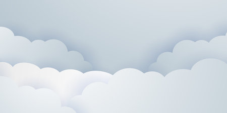 beautiful paper cut cloud design background vector illustrationのイラスト素材
