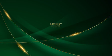 green abstract background design with elegant golden elements vector illustrationのイラスト素材