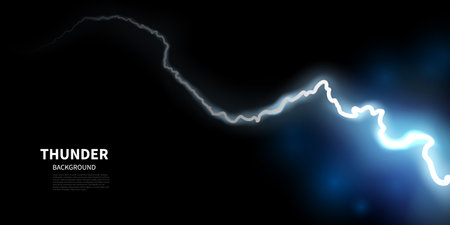 lightning light effect background realistic flash with lightning electric explosion vector...