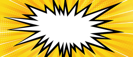 Halftone Pop Art Style Starburst Pattern Cartoon Background Yellow light effect. Vintage tone....