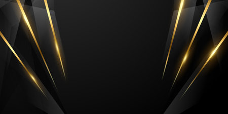 Abstract modern design black background with luxury golden elements vector illustration.のイラスト素材
