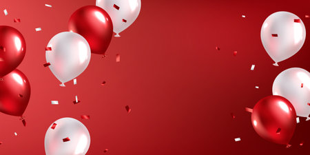 Celebrate Background With Beautiful Red Balloons Vector Illustrationのイラスト素材