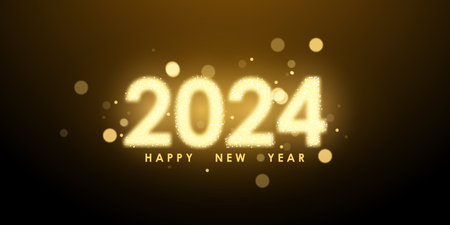 Happy New Year 2024 beautiful font design Vector illustrationのイラスト素材