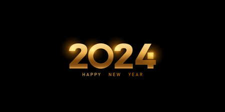 Happy New Year 2024 beautiful font design Vector illustrationのイラスト素材