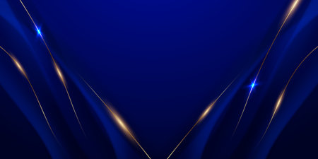 blue abstract background with luxury golden elements vector illustrationのイラスト素材