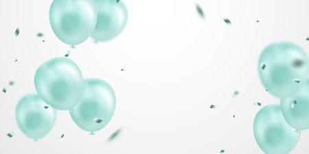 Celebration background with beautifully arranged blue balloons. 3DVector illustration designのイラスト素材