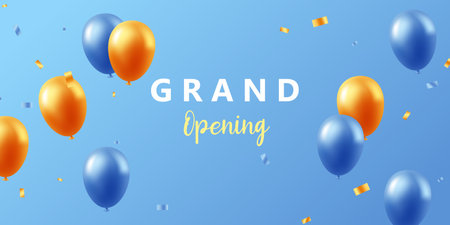 Design your opening card with vector illustrations. beautiful balloon business banner templateのイラスト素材