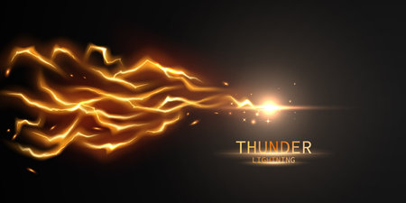 lightning light effect background realistic flash with lightning electric explosion vector illustrationのイラスト素材