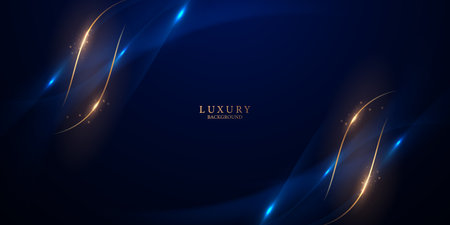 blue abstract background with luxury golden elements vector illustrationのイラスト素材