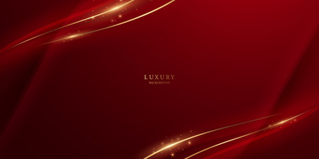 Abstract background design modern red and gold geometric elements vector illustrationのイラスト素材
