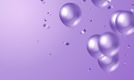 Banner template vector background design purple 3d balloon beautiful illustrationのイラスト素材
