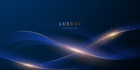 blue abstract background with luxury golden elements vector illustrationのイラスト素材