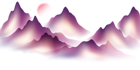 Modern design vector illustration of beautiful Chinese ink landscape painting.のイラスト素材