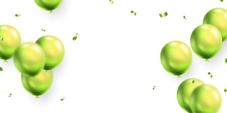 3d beautiful green balloon design vector background banner template illustrationのイラスト素材