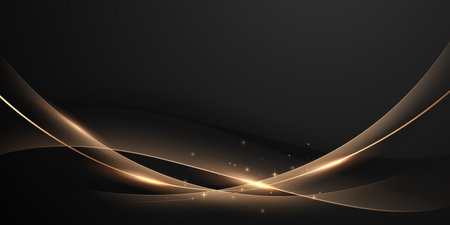Abstract modern design black background with luxury golden elements vector illustration.のイラスト素材