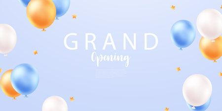Design your opening card with beautiful business banner vector illustration balloons.のイラスト素材
