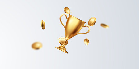 Luxurious golden trophy for 1st place, vector illustrationのイラスト素材