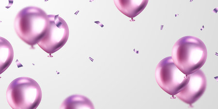 Banner template vector background design purple 3d balloon beautiful illustrationのイラスト素材