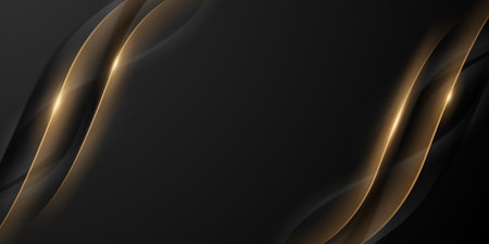 Abstract modern design black background with luxury golden elements vector illustration.のイラスト素材