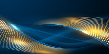 blue abstract background with luxury golden elements vector illustrationのイラスト素材