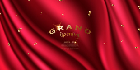 Design your opening card with curtains. beautiful business banner vector illustrationのイラスト素材