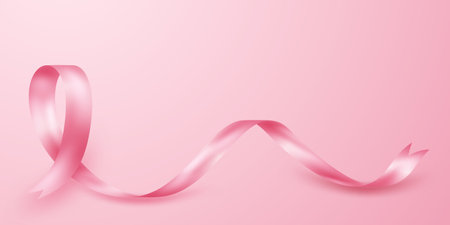 Pink ribbon background, beautiful vector illustrationのイラスト素材