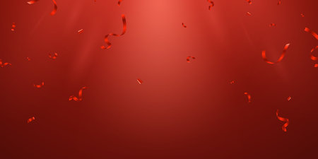 Celebration background with beautiful red confetti vectorのイラスト素材