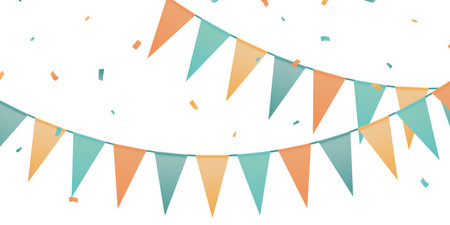 Colorful party flags background vector illustration for celebration.のイラスト素材