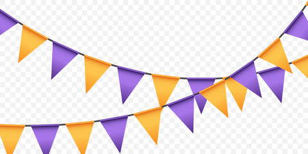 Colorful party flags background vector for Halloween decoration for celebration.のイラスト素材