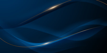blue abstract background with luxury golden elements vector illustrationのイラスト素材