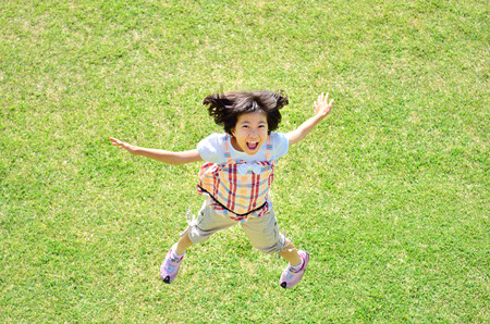 Girls jumpingの写真素材