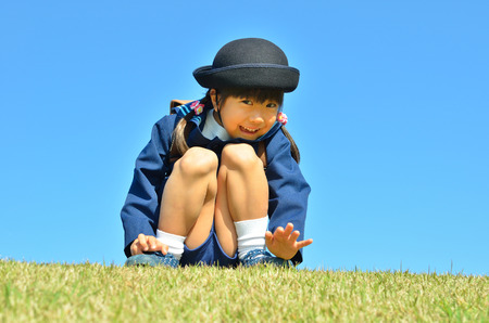 Kindergarten girl smilingの写真素材