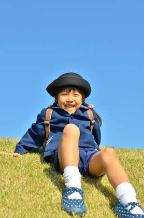 Kindergarten girl smilingの写真素材
